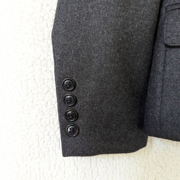 Black Wool Lined Suit Set Blazer & Skirt Made in Poland Size Small Midi Knee - Picture 3 of 16